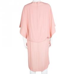 Marni Peach Embellished Neck Detail Short Sleeve Dress M