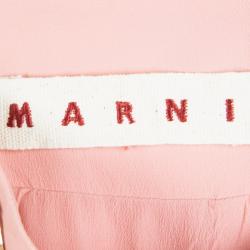 Marni Peach Embellished Neck Detail Short Sleeve Dress M