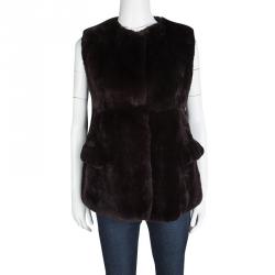 Pre Owned Marni Brown Rabbit Fur Vest S
