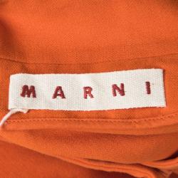 Marni Orange Cotton Knit Neck Tie Detail Sleeveless Coat M