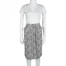 Pre Owned Marni Monochrome Printed Silk Skirt S