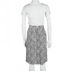 Pre Owned Marni Monochrome Printed Silk Skirt S