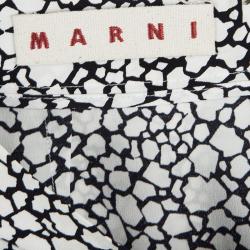 Pre Owned Marni Monochrome Printed Silk Skirt S