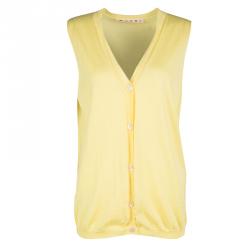 Marni Yellow Cashmere Sleeveless Button Front Sweater Vest S