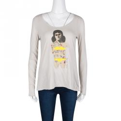 Pre Owned Peter Blake for Marni Beige Pop Art Print Long Sleeve T-Shirt S