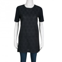 Pre Owned Marni Navy Blue Textured Front Cashmere Blend Tunic M