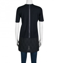 Pre Owned Marni Navy Blue Textured Front Cashmere Blend Tunic M