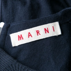 Pre Owned Marni Navy Blue Textured Front Cashmere Blend Tunic M