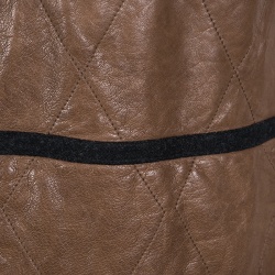 Marni Brown Quilted Lamb Leather Jersey Lined Long Open Front Vest M 