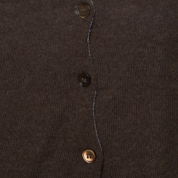 Pre Owned Marni Brown and Grey Cashmere Ribbed Trim Cropped Cardigan M