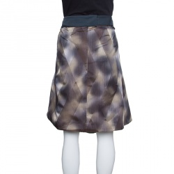 Pre Owned Marni Diamond Print Bow Waist Detail Asymmetric Draped Skirt S