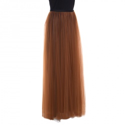 Pre Owned Marni Toffee Gathered Tulle Maxi Skirt S