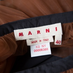 Pre Owned Marni Toffee Gathered Tulle Maxi Skirt S