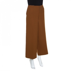 Pre Owned Marni Brown Wool High Rise Wide Leg Culottes M