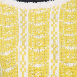 Pre Owned Marni Off White and Yellow Contrast Trim Detail Chunky Knit Intarsia Sweater S