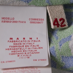 Pre Owned Marni Blue and Green Floral Printed Crepe Ruffled Hem Maxi Dress M