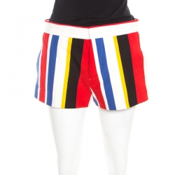 Multicolor Wide Striped Cotton Shorts