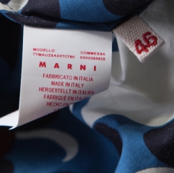 Marni Blue Polka Dotted Dancer Print Asymmetric Bottom Sleeveless Top L