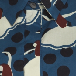 Marni Blue Polka Dotted Dancer Print Asymmetric Bottom Sleeveless Top L