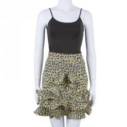 Pre Owned Marni Yellow Ruffle Print Skirt M
