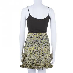 Pre Owned Marni Yellow Ruffle Print Skirt M