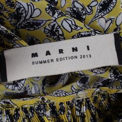 Pre Owned Marni Yellow Ruffle Print Skirt M