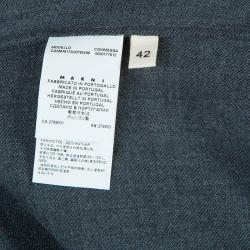 Pre Owned Marni Grey Long Sleeve Ruffle Detail Button Down Wool Blouse M