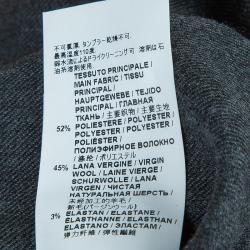 Pre Owned Marni Grey Long Sleeve Ruffle Detail Button Down Wool Blouse M