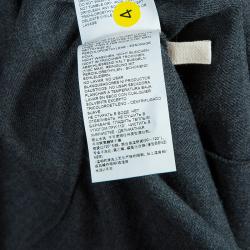 Pre Owned Marni Grey Long Sleeve Ruffle Detail Button Down Wool Blouse M