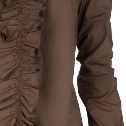 Pre Owned Marni Brown Ruffle Detail Cotton Blouse S