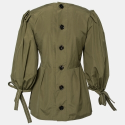 Pre Owned Marni Olive Green Cotton Poplin Balloon Sleeve Top S