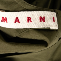 Pre Owned Marni Olive Green Cotton Poplin Balloon Sleeve Top S