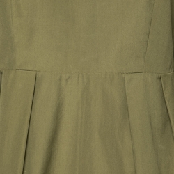 Pre Owned Marni Olive Green Cotton Poplin Balloon Sleeve Top S