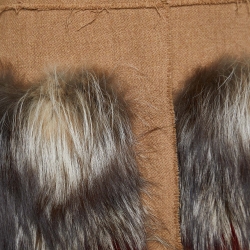 Pre Owned Marni Beige Wool & Fox Fur Pocket Detail Long Coat L