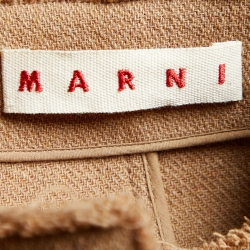 Pre Owned Marni Beige Wool & Fox Fur Pocket Detail Long Coat L