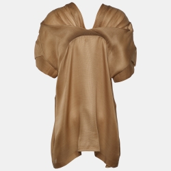 Marni Brown Silk & Wool Pleated Shoulder Tunic L
