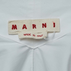 Pre Owned Marni White Cotton Asymmetric Flounce Mini Shirt Dress S