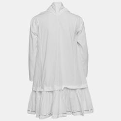 Pre Owned Marni White Cotton Asymmetric Flounce Mini Shirt Dress S