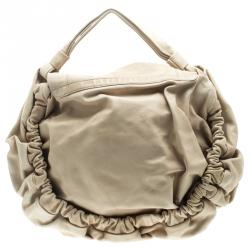 Pre Owned Marni Beige Faux Leather Pleated Berta Hobo