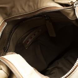 Pre Owned Marni Beige Faux Leather Pleated Berta Hobo
