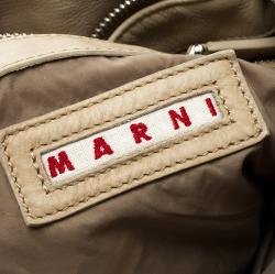 Pre Owned Marni Beige Faux Leather Pleated Berta Hobo