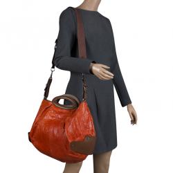 Pre Owned Marni Orange Glaze Leather New Balloon Hobo