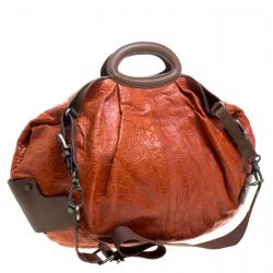 Pre Owned Marni Orange Glaze Leather New Balloon Hobo