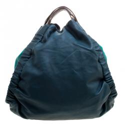 Pre Owned Marni Forest/Mint Green Leather Triangle Slouch Hobo