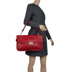Marni Red Textured Leather Shoulder Bag