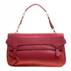 Marni Red Textured Leather Shoulder Bag