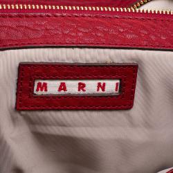 Marni Red Textured Leather Shoulder Bag