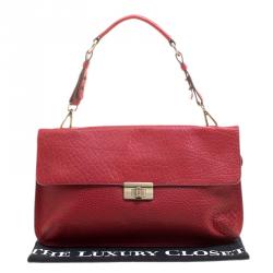 Marni Red Textured Leather Shoulder Bag