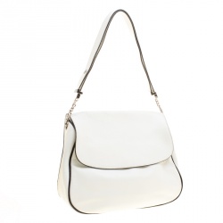 Pre Owned Marni White Leather Flap Shoulder Bag