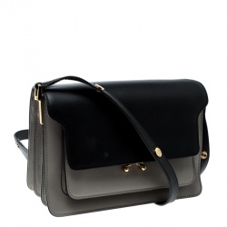 Marni Grey/Black Leather Medium Trunk Shoulder Bag